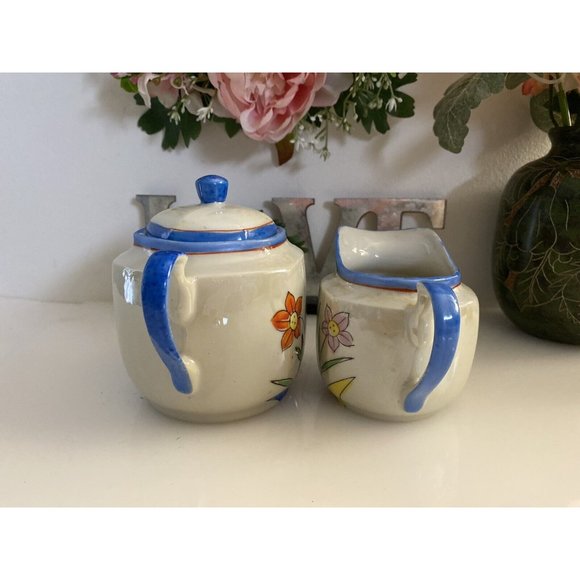 1950's Vintage Japanese Porcelain Lusterware 2 Piece Tea Set Floral Design Great - Picture 16 of 16